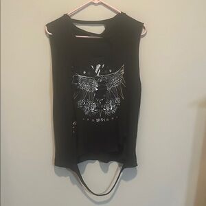 Emory Park Grunge Distressed Black Graphic Sleeveless Top